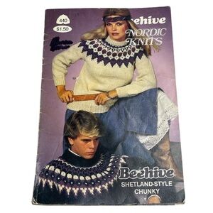 Vintage 1982 Beehive Nordic Knits Shetland-Style Chunky Knitting Pattern Book